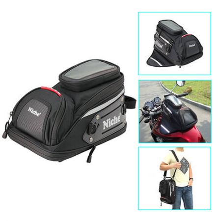 Kleine tanktas met magneet en smartphonezakje - Kleine tanktas met magneet en smartphonezakje, uitbreidbaar